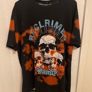 Skull Graphic Tee Bleached Effect